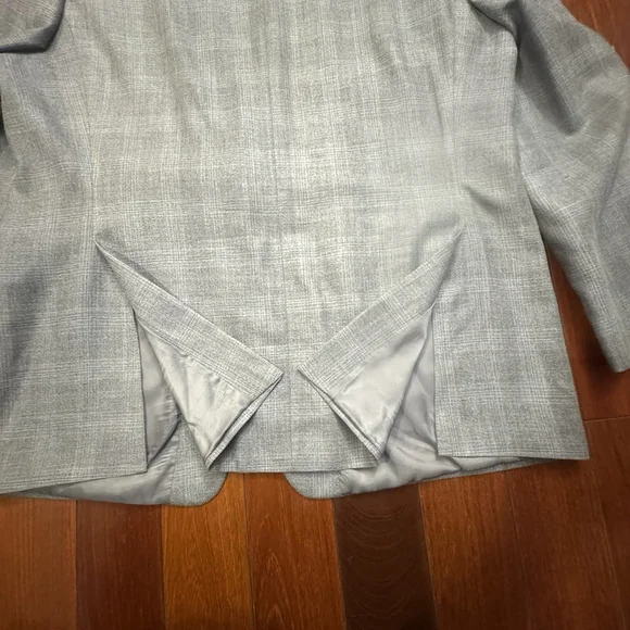 Lauren Ralph Lauren Blazer Men Size:46L Gray Plaid Silk Wool Blend 2 Vents